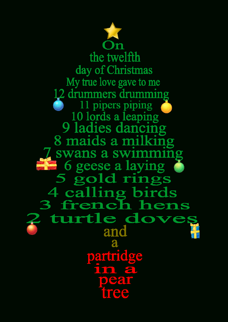 12 Day Of Christmas Lyrics As Tree Decorations - Worksheets Library intended for Printable 12 Days of Christmas Lyrics
