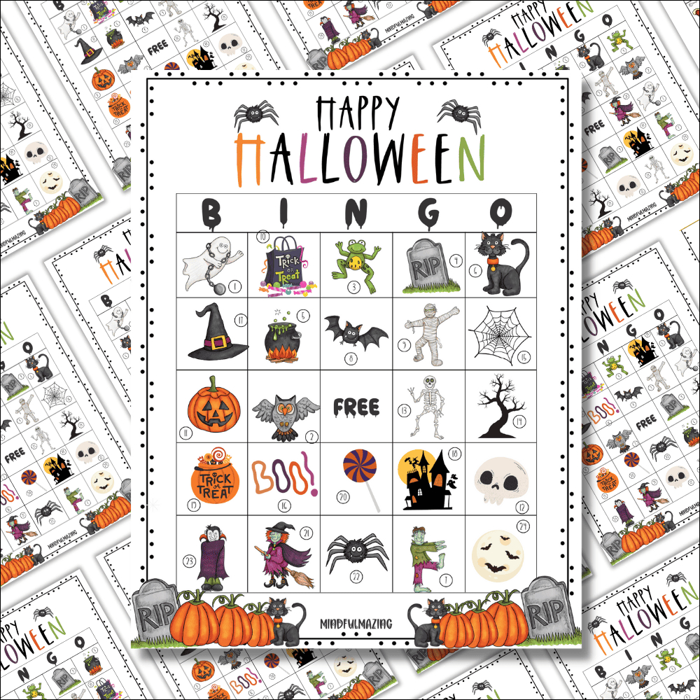 25 Free Printable Halloween Bingo Cards For Kids • Mindfulmazing throughout Printable Halloween Bingo