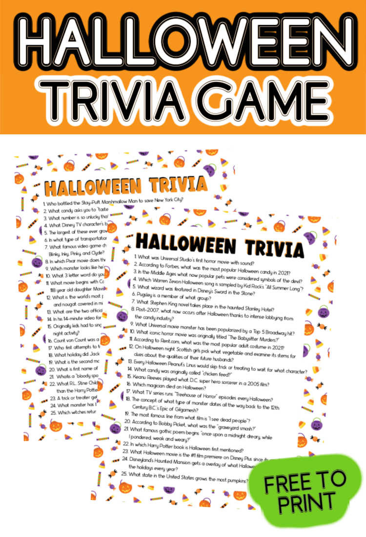 75 Fun Halloween Trivia Questions & Answers (Printable) - Play within Halloween Trivia Game Printable