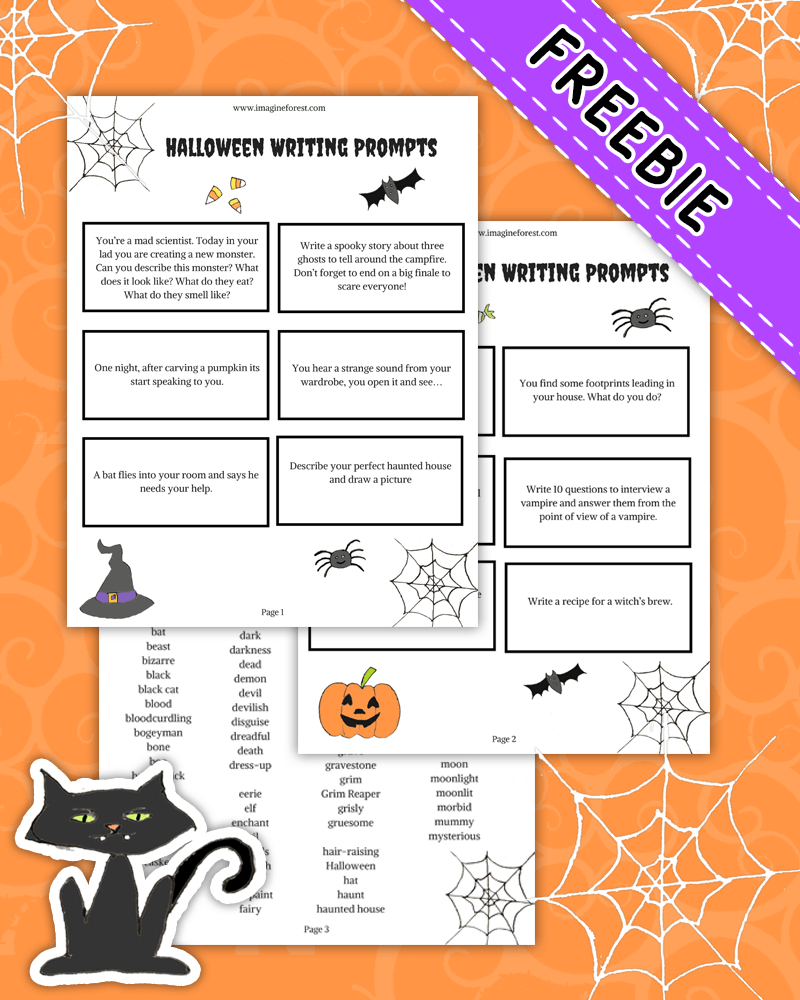 82+ Halloween Writing Prompts (+ Free Printable) | Imagine Forest inside Printable Halloween Writing Prompts