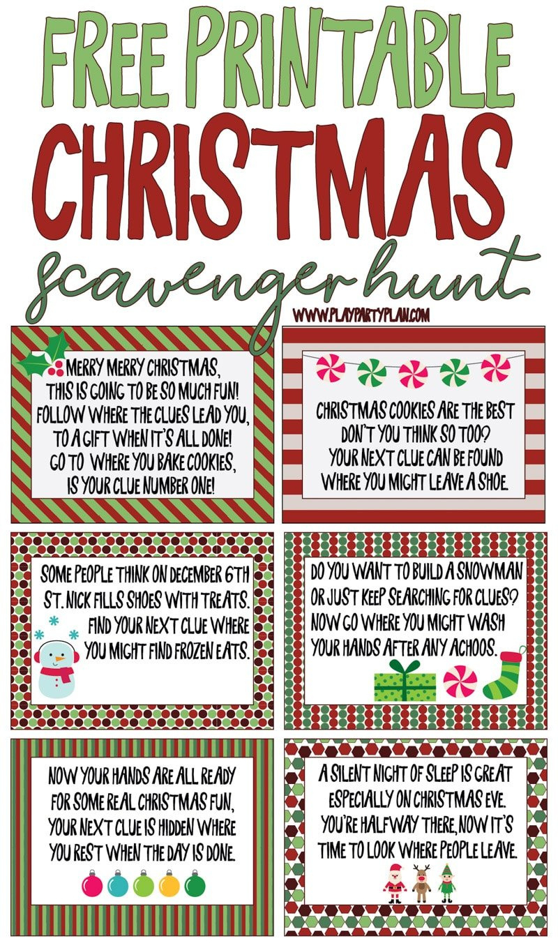 Best Ever Christmas Scavenger Hunt - Play Party Plan intended for Printable Christmas Scavenger Hunt
