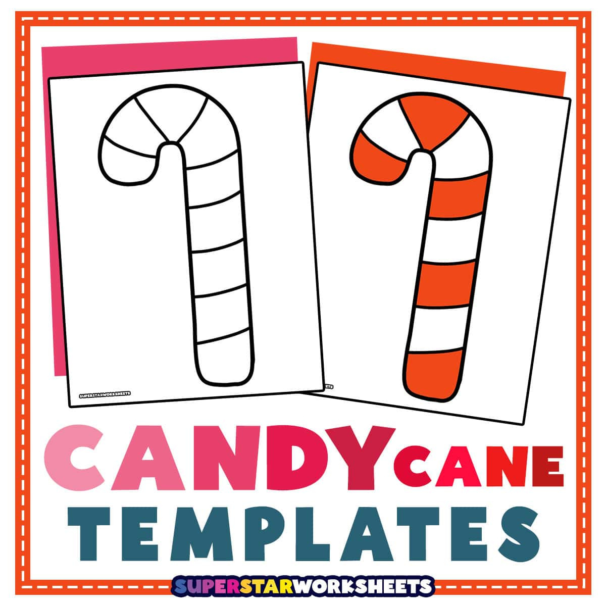 Candy Cane Template (Free Printables) - Superstar Worksheets with regard to Christmas Candy Canes Tracing Worksheet Printable