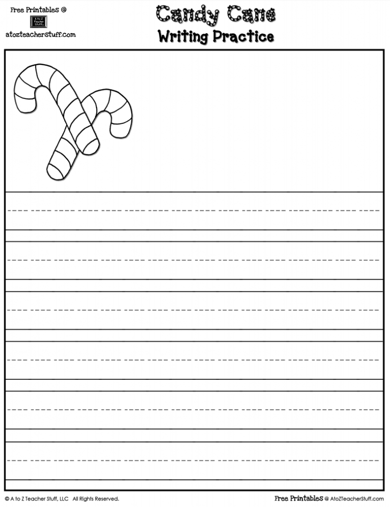 Candy Cane Writing Practice Printable Page | A To Z Teacher Stuff within Printable Christmas Candy Canes Tracing Worksheet