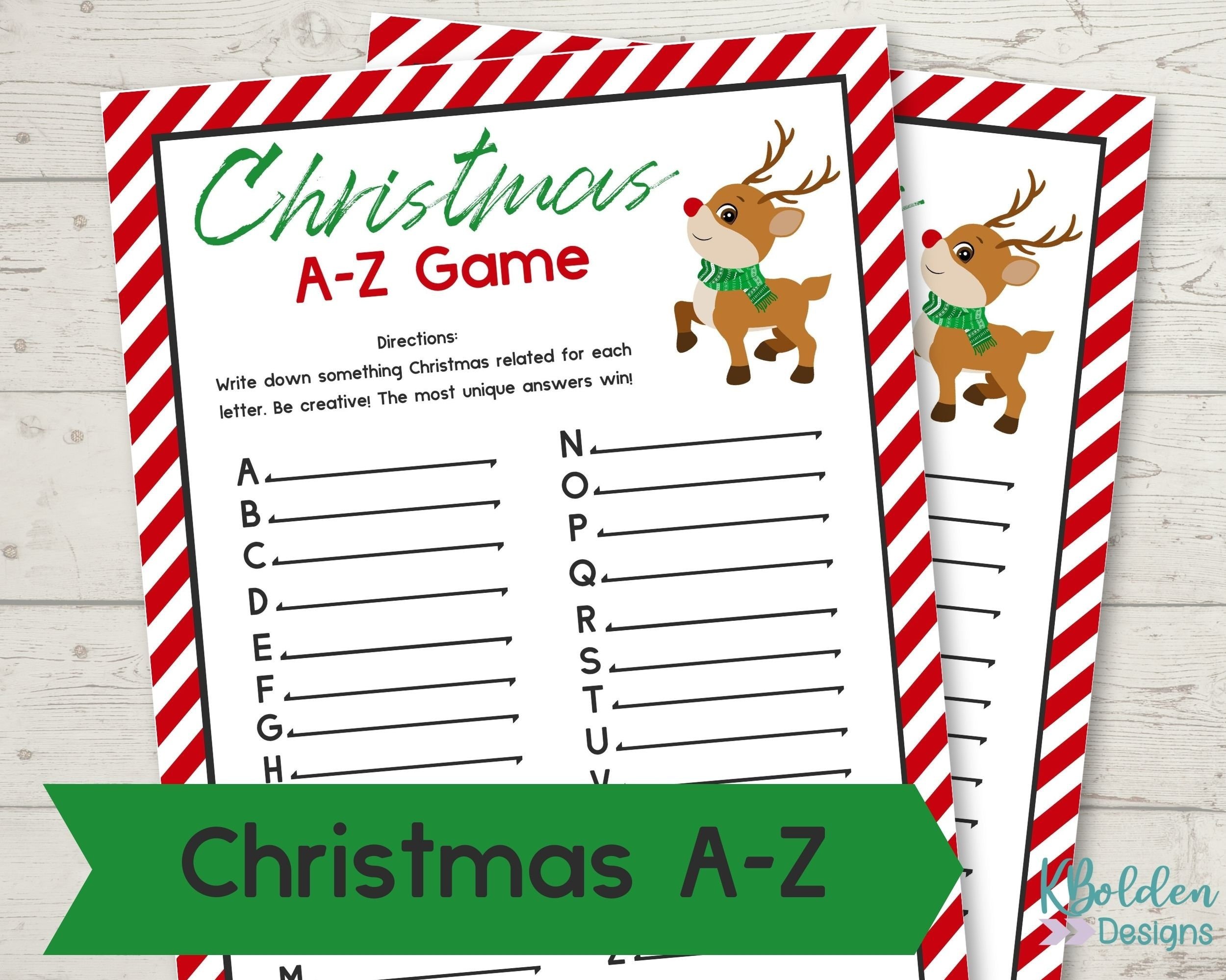 Christmas A-Z Game - Etsy inside Christmas A Z Game Printable
