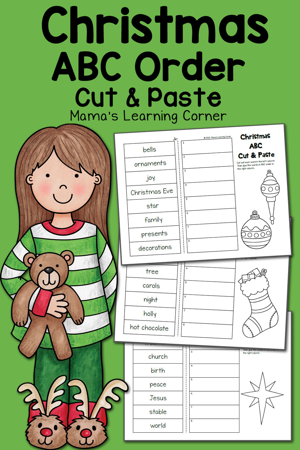 Christmas Abc Order Worksheets: Cut And Paste! - Mamas Learning Corner within Printable Christmas Words Alphabetical Order Worksheet