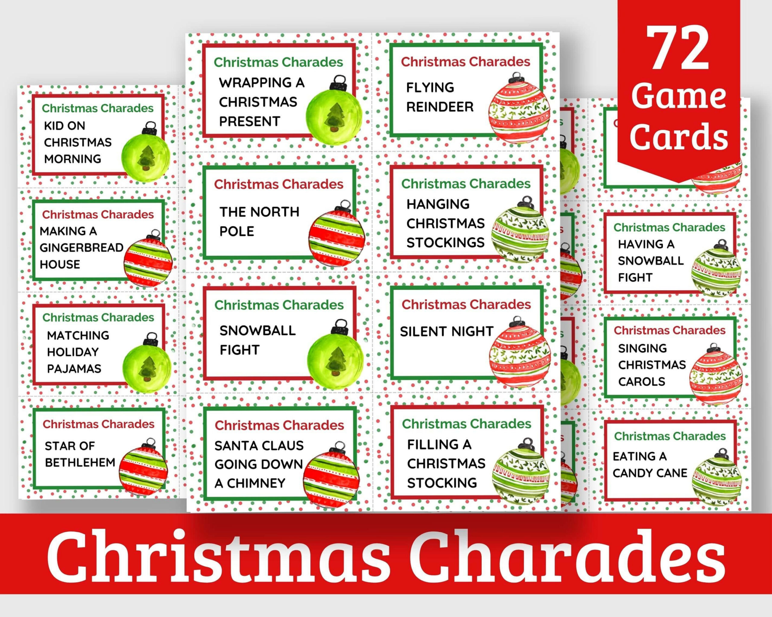 Christmas Charades Printable Cards For Kids And Adults - 72 Pre inside Christmas Charades Game Printable