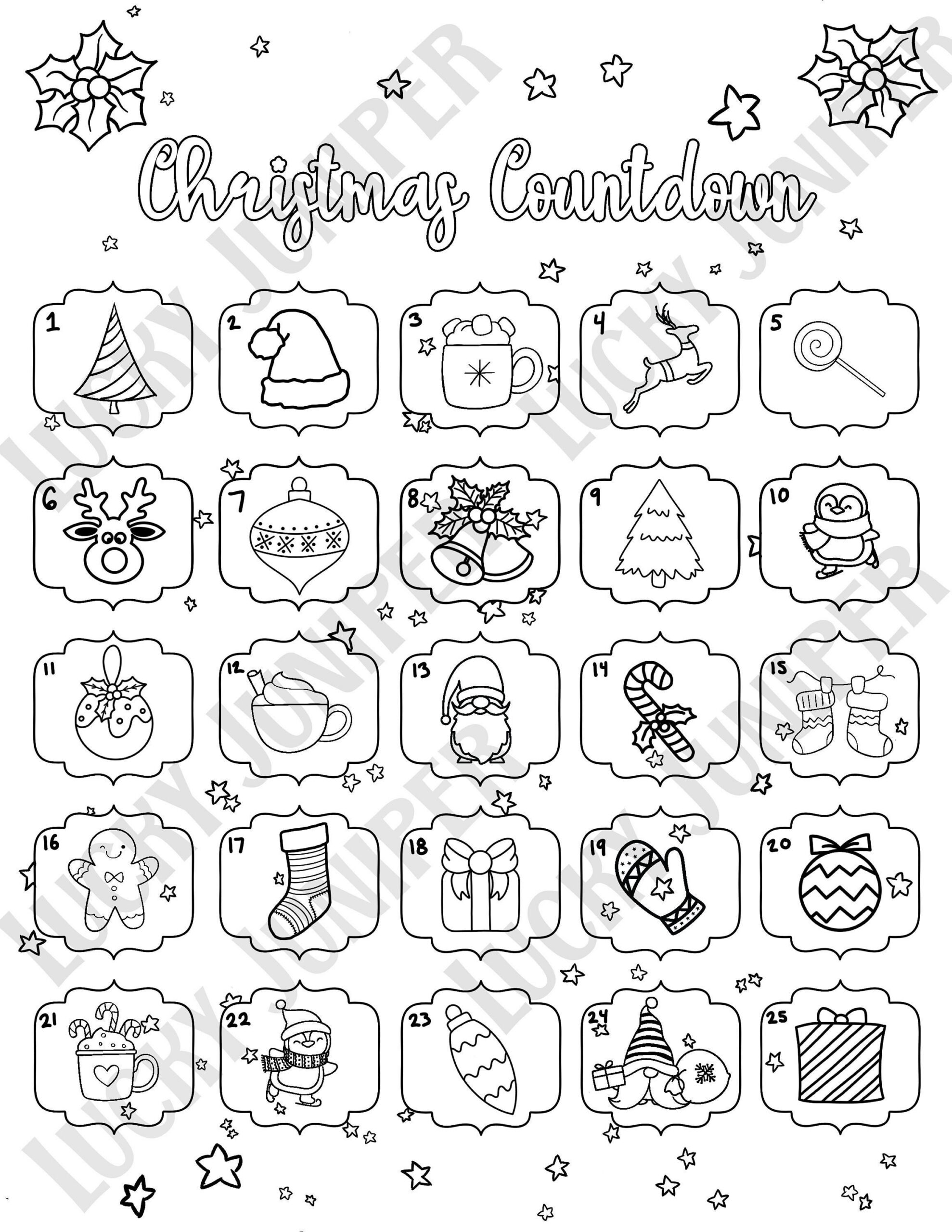 Christmas Countdown Printable Coloring Pages Advent Calendar with regard to Printable Christmas Countdown Calendar Color