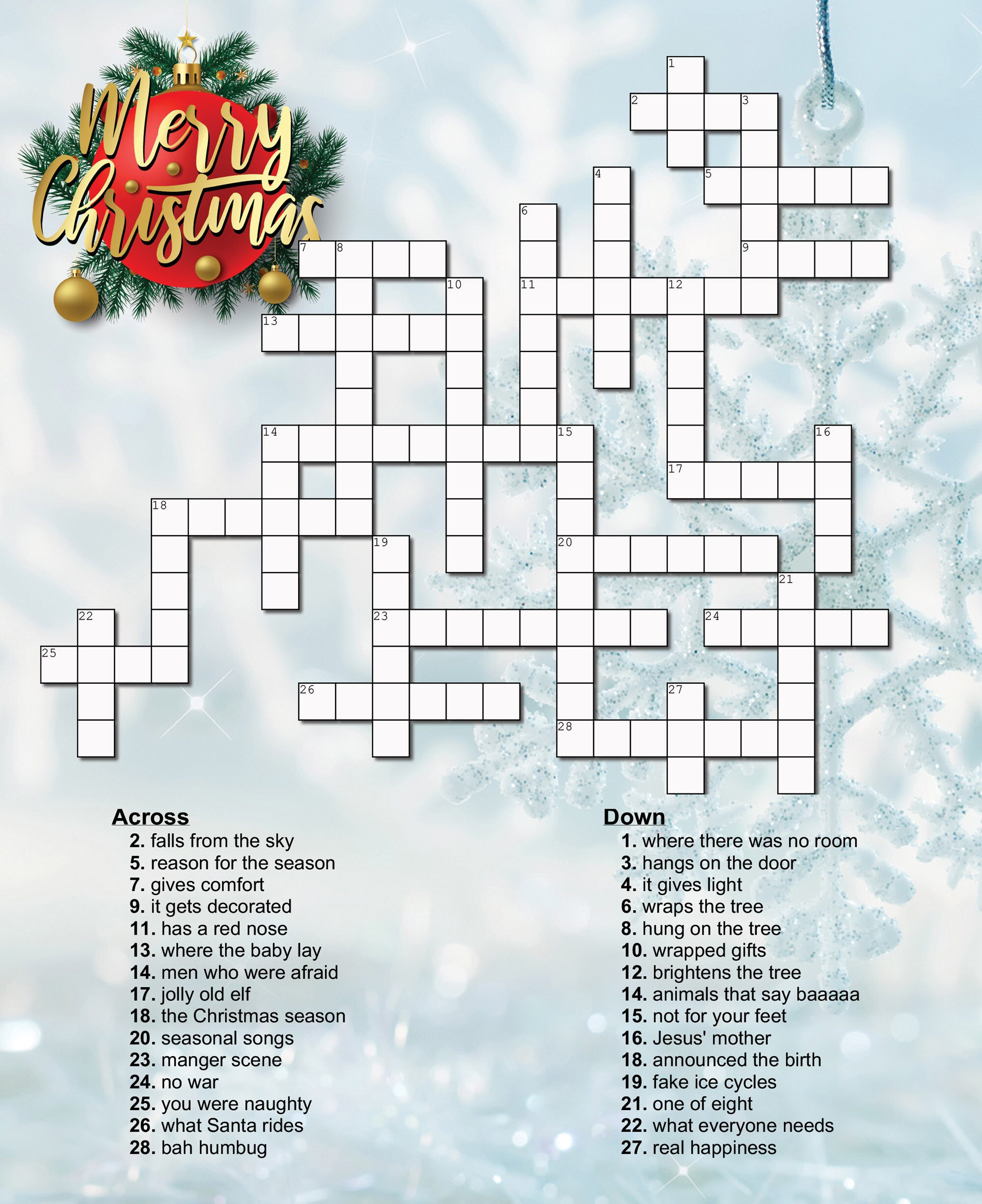 Christmas Crossword Puzzle - Etsy Australia throughout Christmas Crossword Puzzle Printable