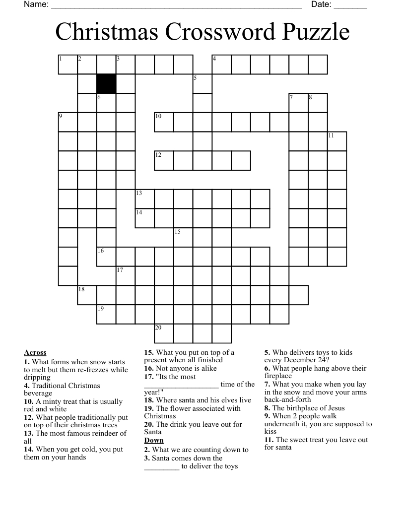 Christmas Crossword Puzzle - Wordmint throughout Printable Christmas Crossword