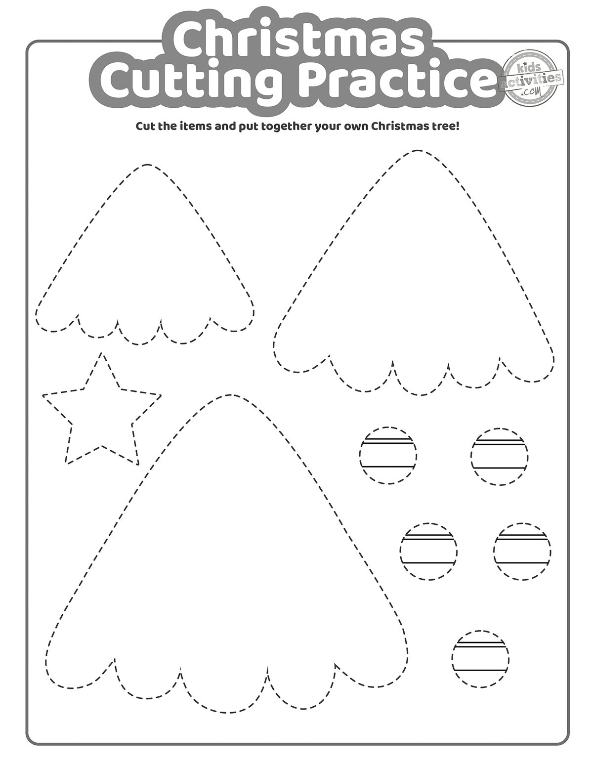 Christmas Cutting Practice Coloring Pages For Kids! Kids in Christmas Cutting Skills Practice Printable