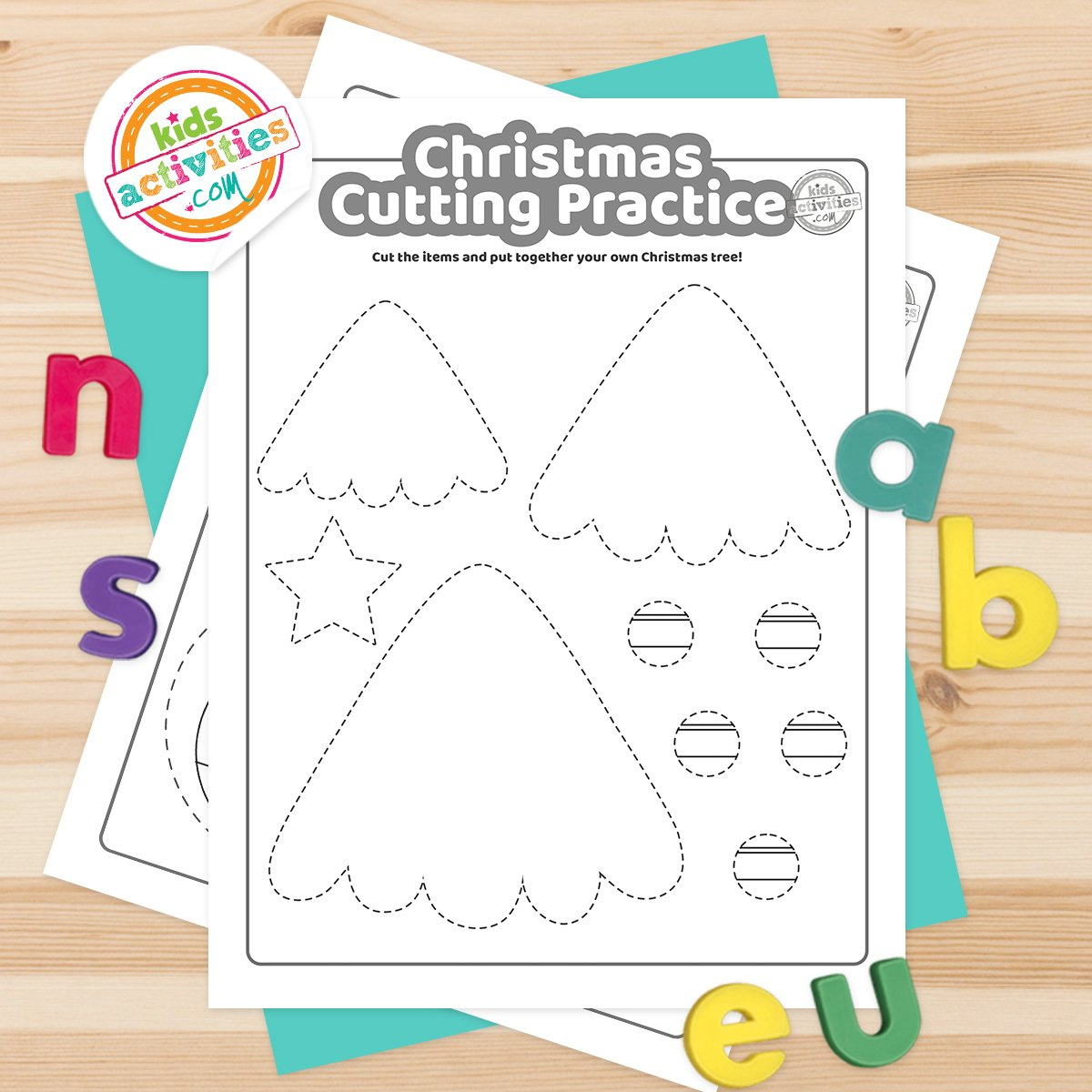 Christmas Cutting Practice Coloring Pages For Kids! Kids with Printable Christmas Cutting Skills Practice Curved