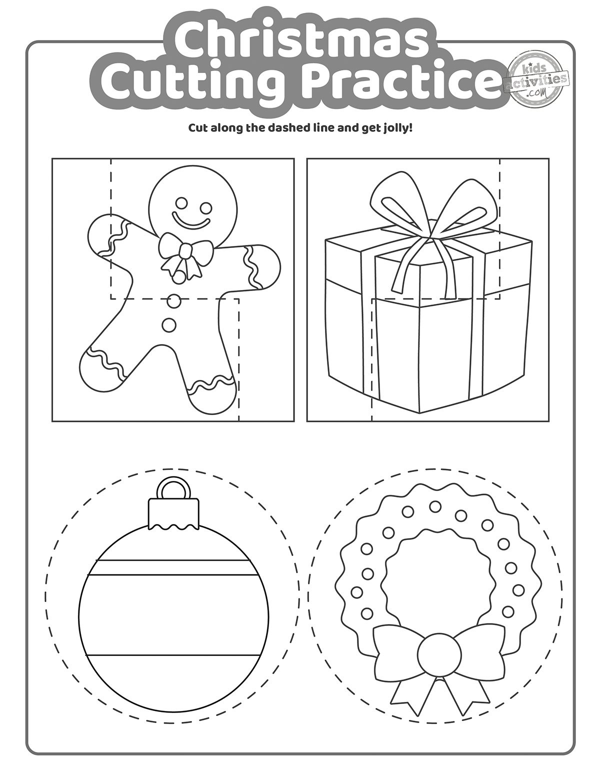 Christmas Cutting Practice Coloring Pages For Kids! Kids with regard to Printable Christmas Cutting Skills Practice Straight