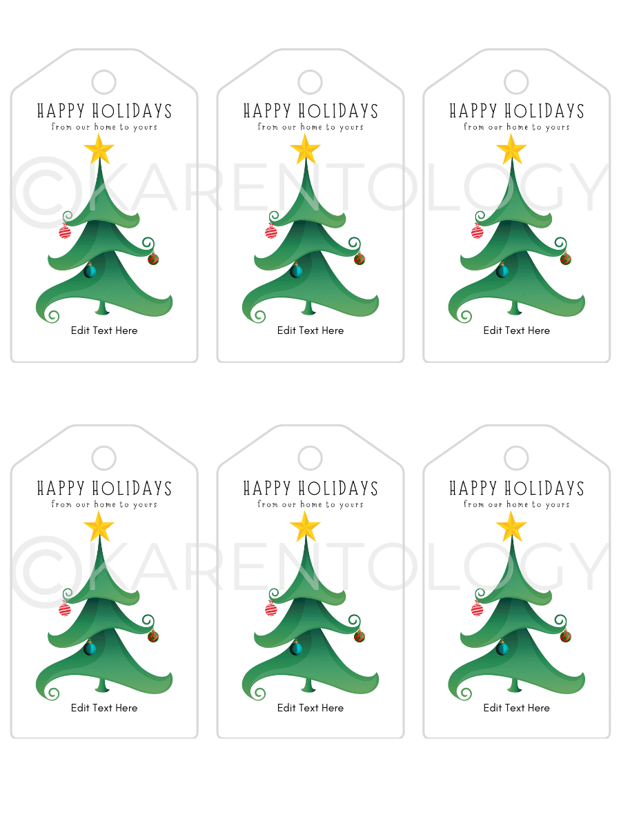 Christmas Tree Gift Tag - Instant Download, Editable, Printable in Christmas Forest Gift Tags Printable