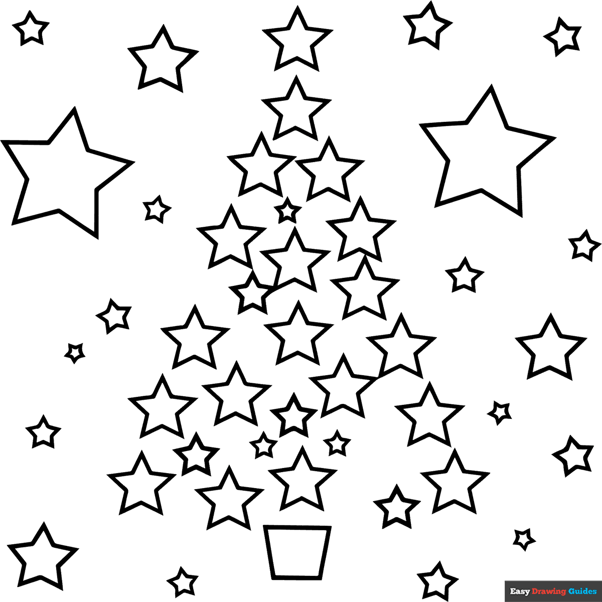 Christmas Tree Made Of Stars Coloring Page | Easy Drawing Guides throughout Christmas Tree With Star Coloring Page Printable