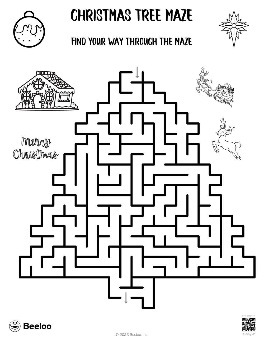 Christmas Tree Maze • Beeloo Printable Crafts And Activities For Kids for Printable Christmas Tree Maze