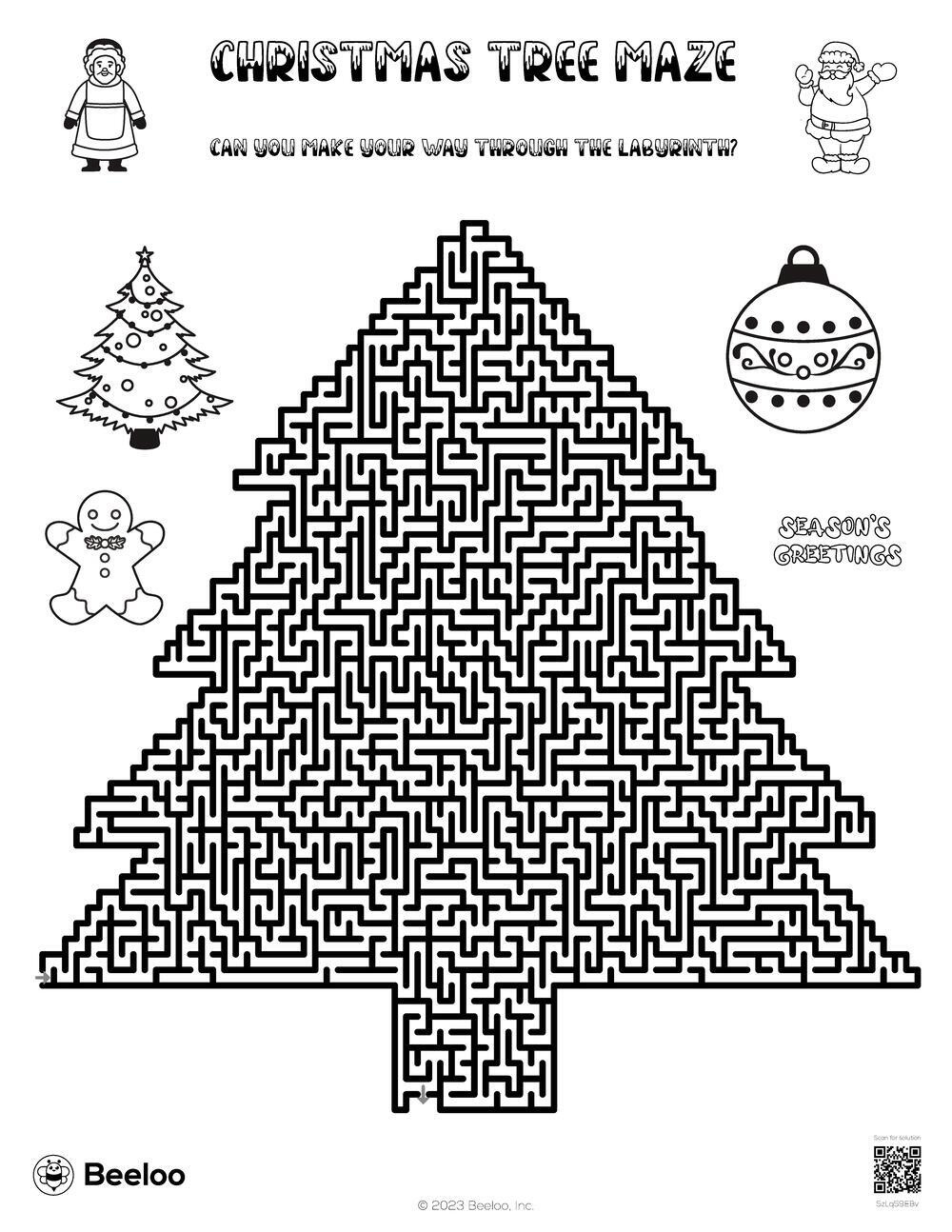 Christmas Tree Maze • Beeloo Printable Crafts And Activities For Kids regarding Printable Christmas Maze