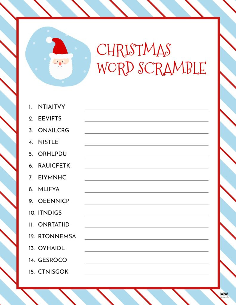 Christmas Word Scrambles - 15 Free Printables | Printabulls intended for Printable Christmas Word Scramble