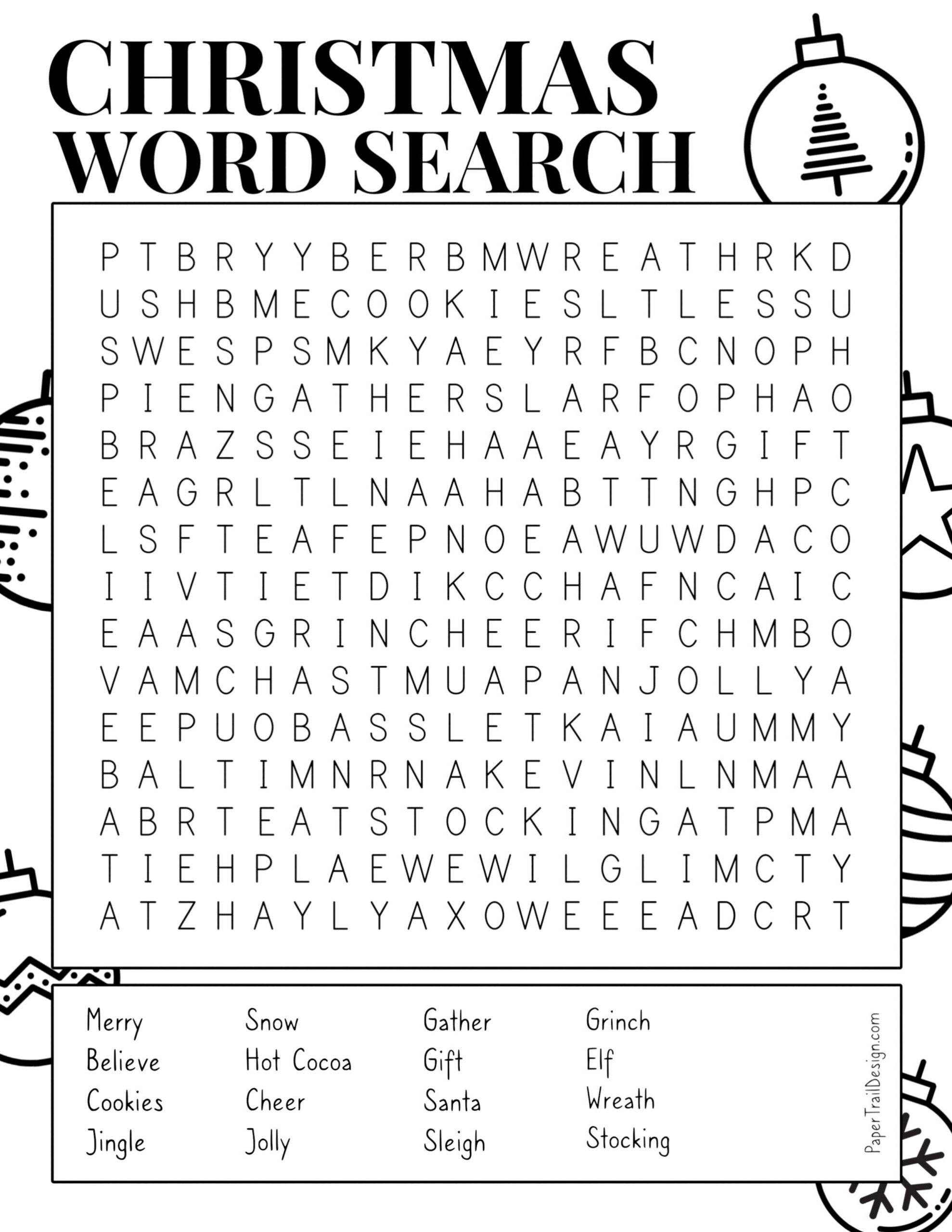 Christmas Word Search Printable - Paper Trail Design with Merry Christmas Word Search Printable