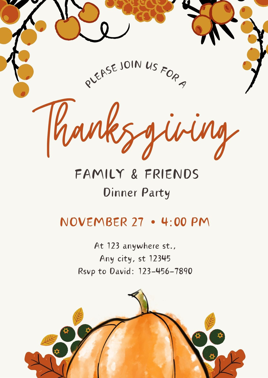 Design And Print Landscape Thanksgiving Invitations | Canva pertaining to Thanksgiving Invitations Printable