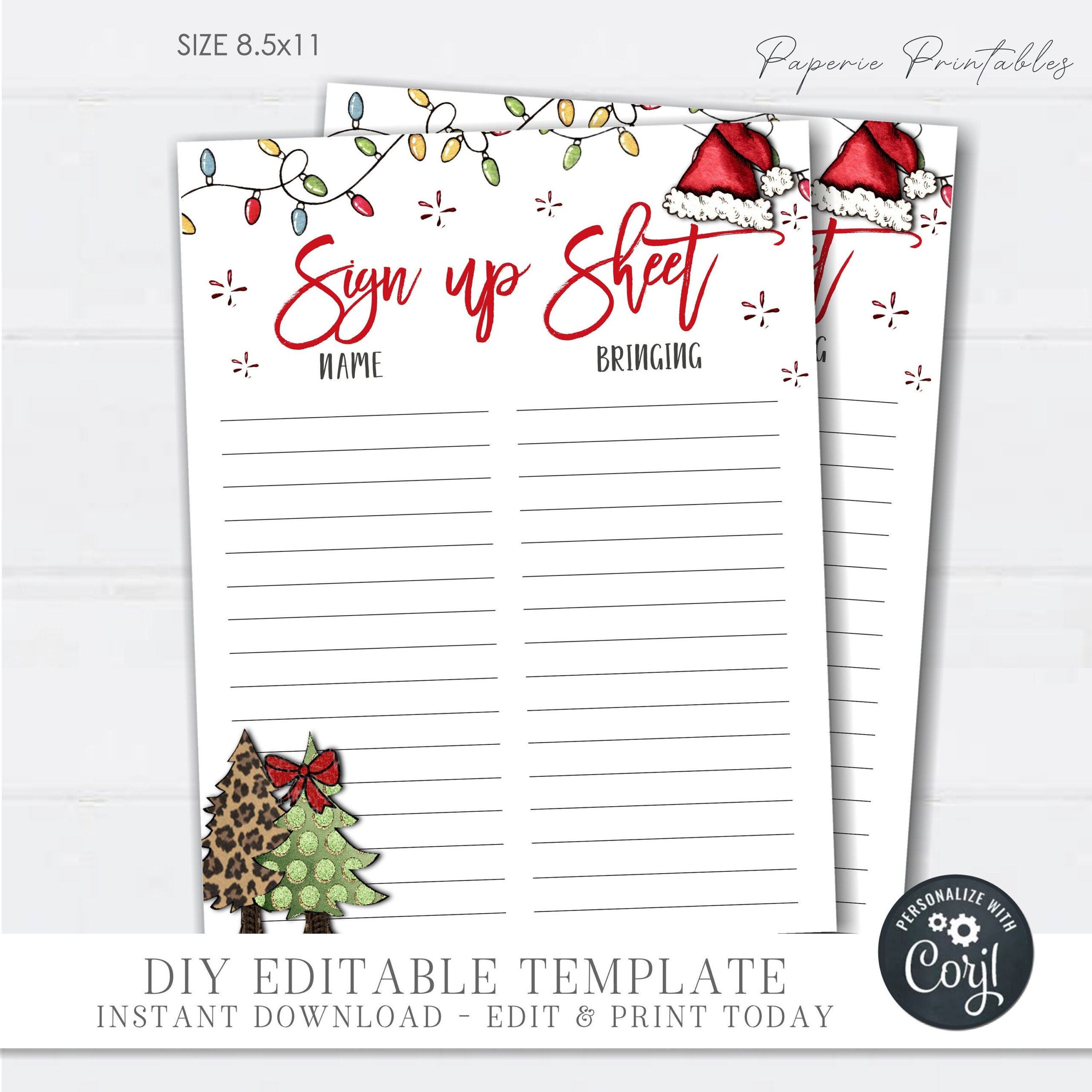 Editable Christmas Potluck Sign-Up Sheet (Diy Corjl Template within Christmas Potluck Sign Up Sheet Printable