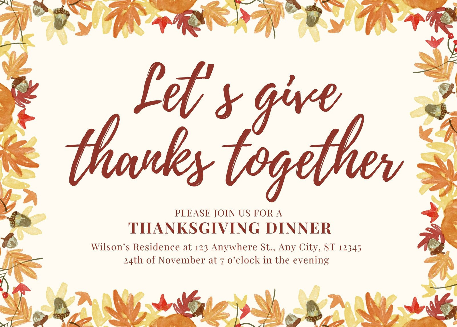 Free And Customizable Thanksgiving Templates in Thanksgiving Invitations Printable