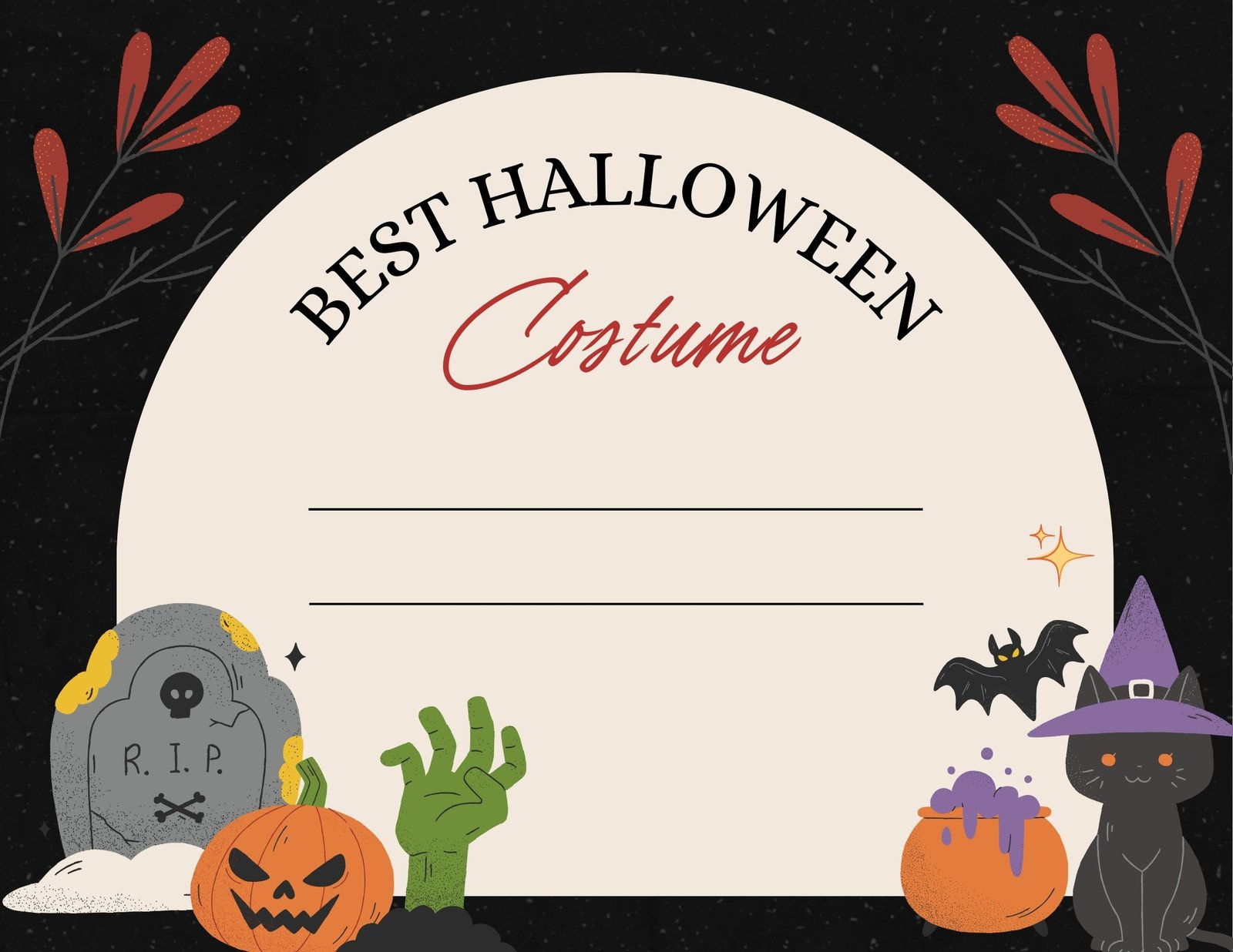 Free Custom Printable Halloween Certificate Templates | Canva with regard to Printable Halloween Costume Certificate