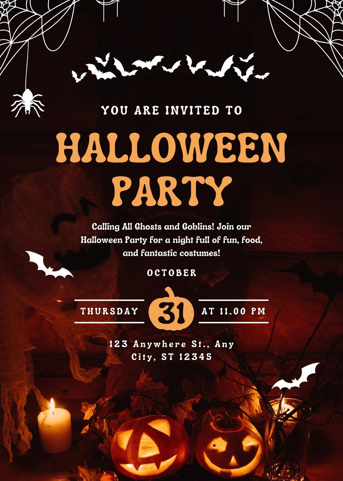 Free Custom Printable Halloween Invitation Templates | Canva in Printable Halloween Birthday Invitations