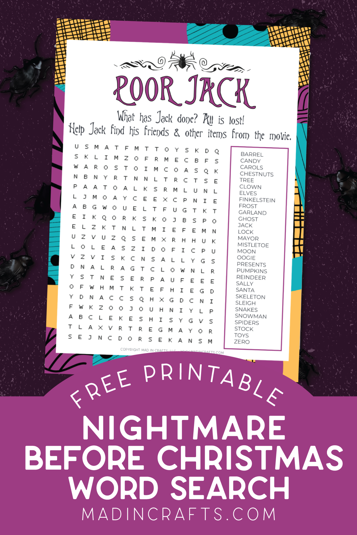 Free Nightmare Before Christmas Word Search Halloween Mad In Crafts intended for The Nightmare Before Christmas Word Search Printable