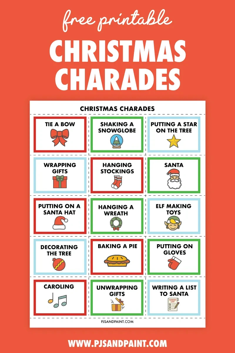Free Printable Christmas Charades - Pjs And Paint within Christmas Charades Game Printable