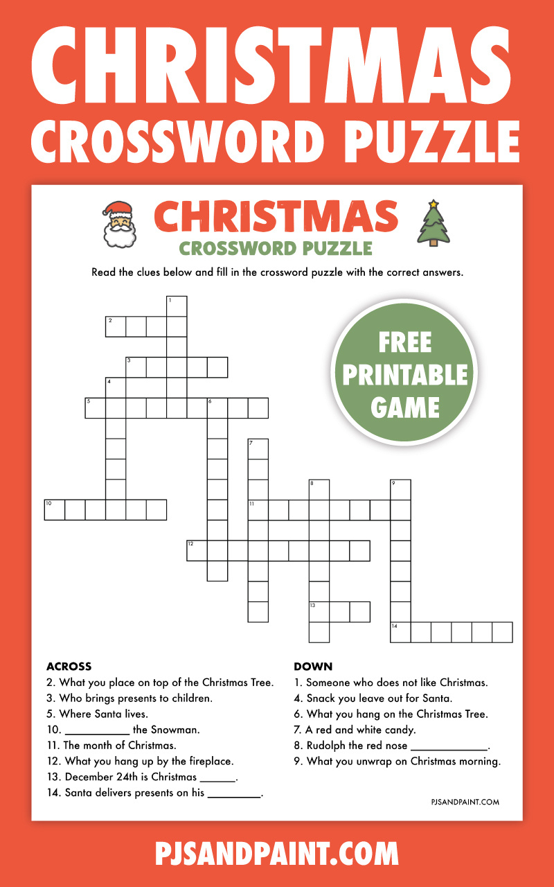 Free Printable Christmas Crossword Puzzle - Pjs And Paint with regard to Printable Christmas Crossword Puzzle