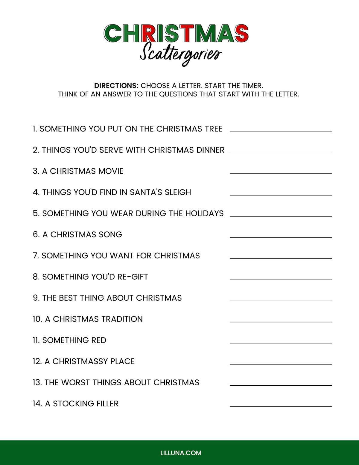 Free Printable Christmas Games {4 Freebies} | Lil Luna in Printable This or That Christmas Game