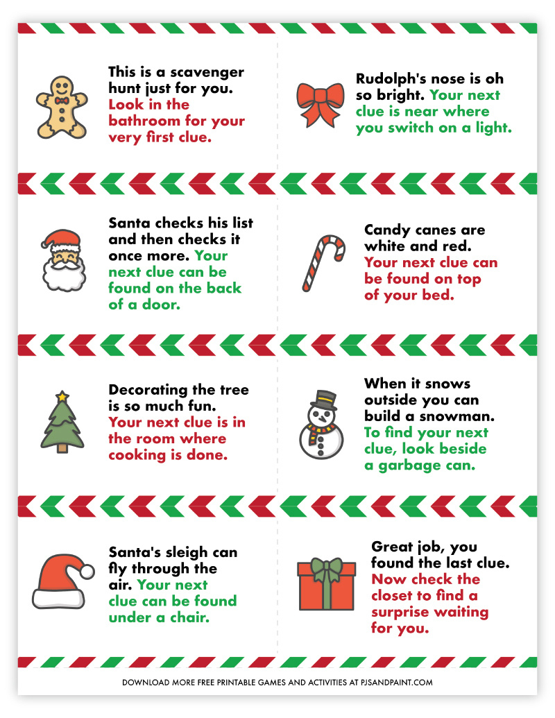 Free Printable Christmas Scavenger Hunt - Pjs And Paint regarding Printable Christmas Scavenger Hunt