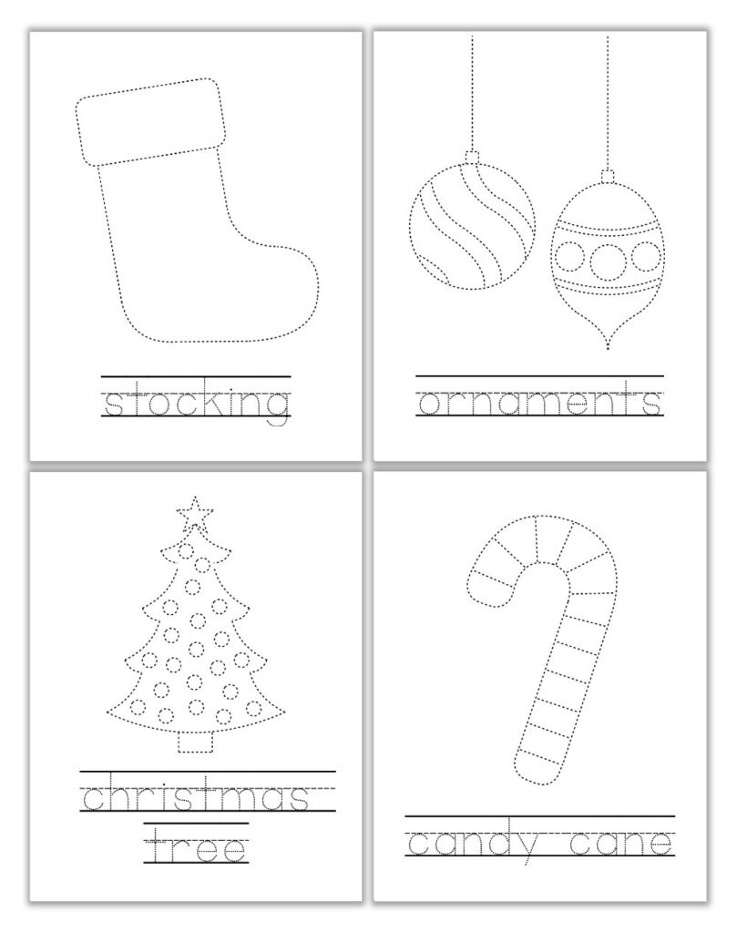 Free Printable Christmas Tracing Worksheets For Kids - The Craft for Printable Christmas Candy Canes Tracing Worksheet