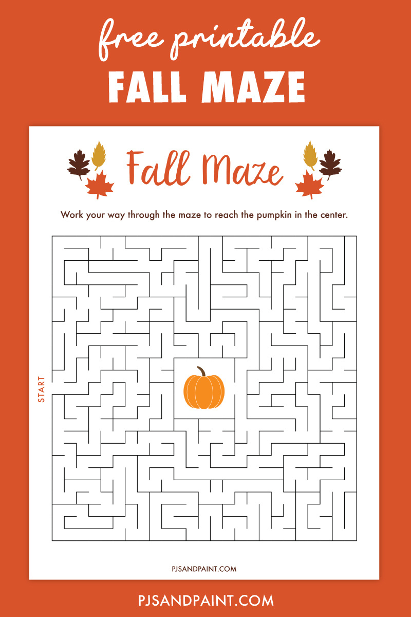 Free Printable Fall Maze - Pjs And Paint with Printable Pumpkin Maze