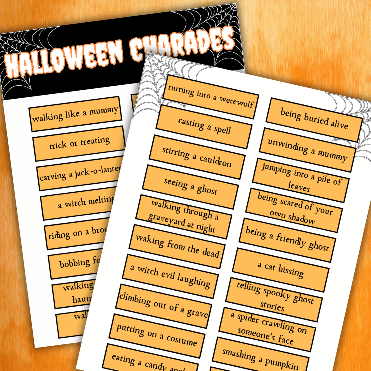 Free Printable Halloween Charades Game For All Ages intended for Printable Halloween Scattergories Tomb