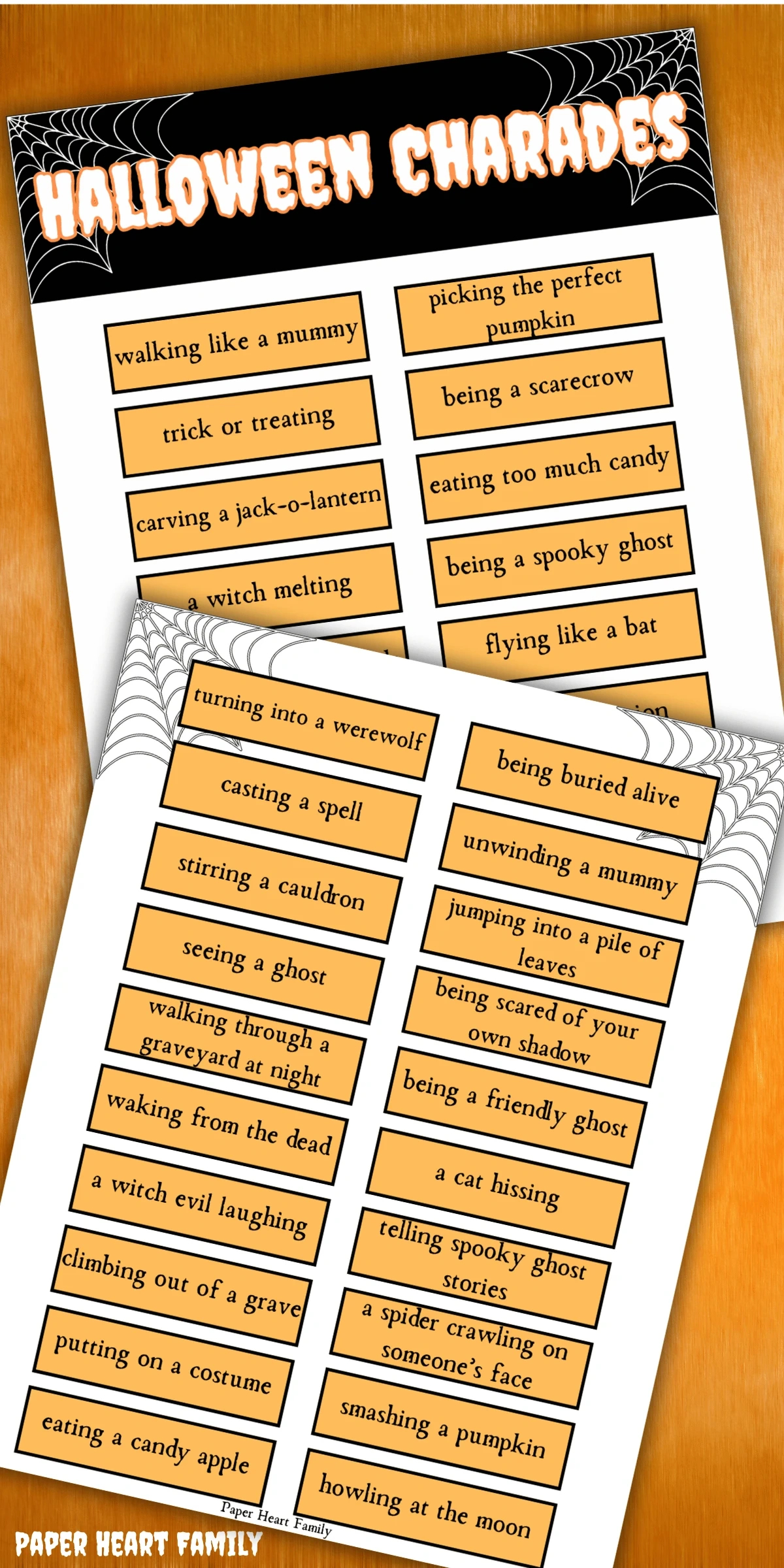 Free Printable Halloween Charades Game For All Ages pertaining to Halloween Charades Game Printable