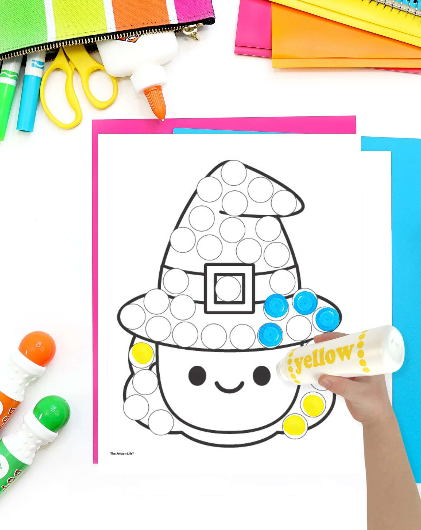 Free Printable Halloween Dot Marker Coloring Pages - The Artisan Life with regard to Halloween Witch Hat Dot Marker Coloring Page Printable