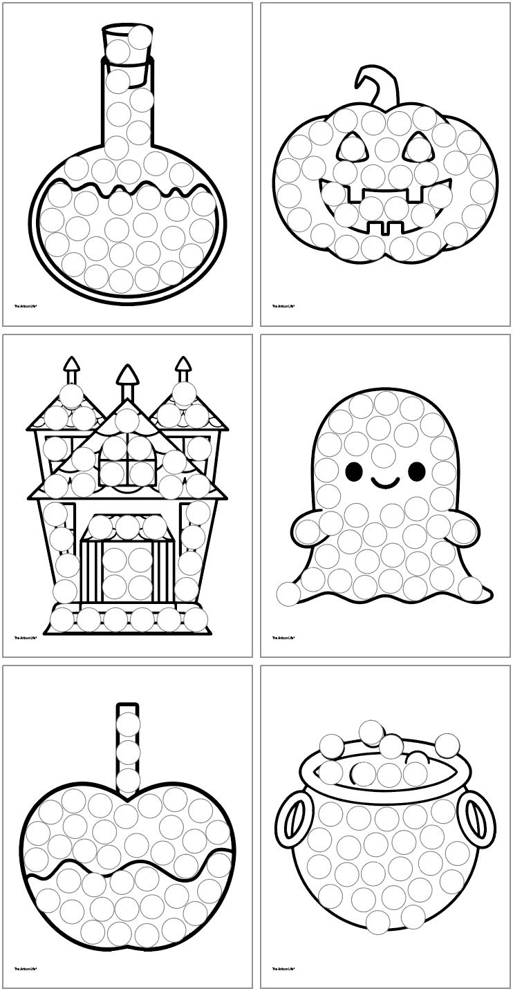 Free Printable Halloween Dot Marker Coloring Pages - The Artisan Life within Halloween Ghost Dot Marker Coloring Page Printable