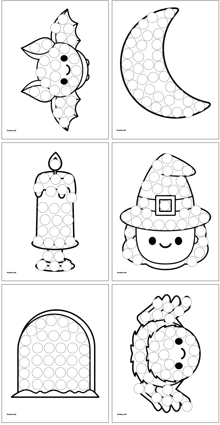 Free Printable Halloween Dot Marker Coloring Pages - The Artisan Life within Halloween Witch Hat Dot Marker Coloring Page Printable