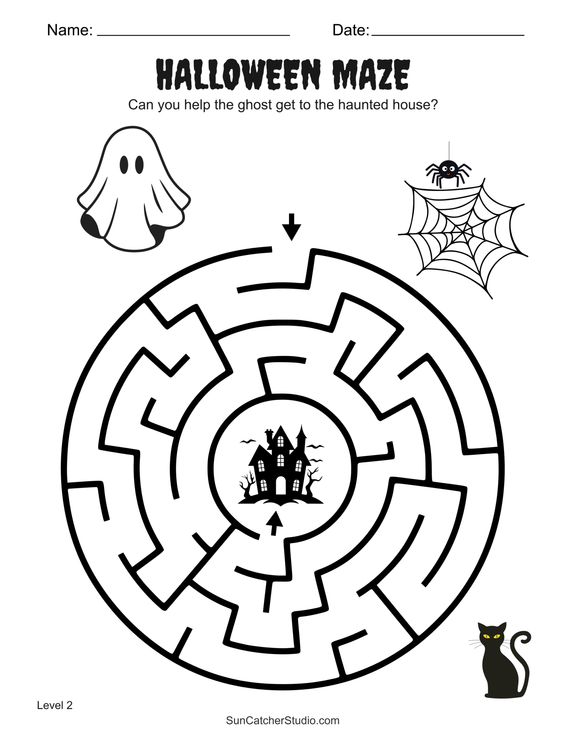Free Printable Halloween Maze Worksheets And Puzzles – Free within Printable Halloween Haunted House Maze