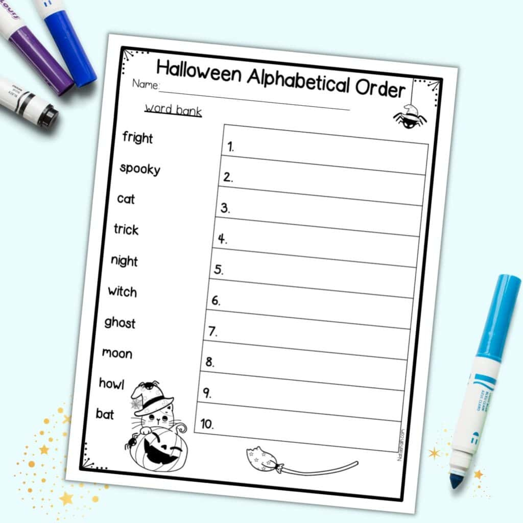 Free Printable Halloween Theme Alphabetizing Worksheet - The regarding Printable Halloween Words Abc Order