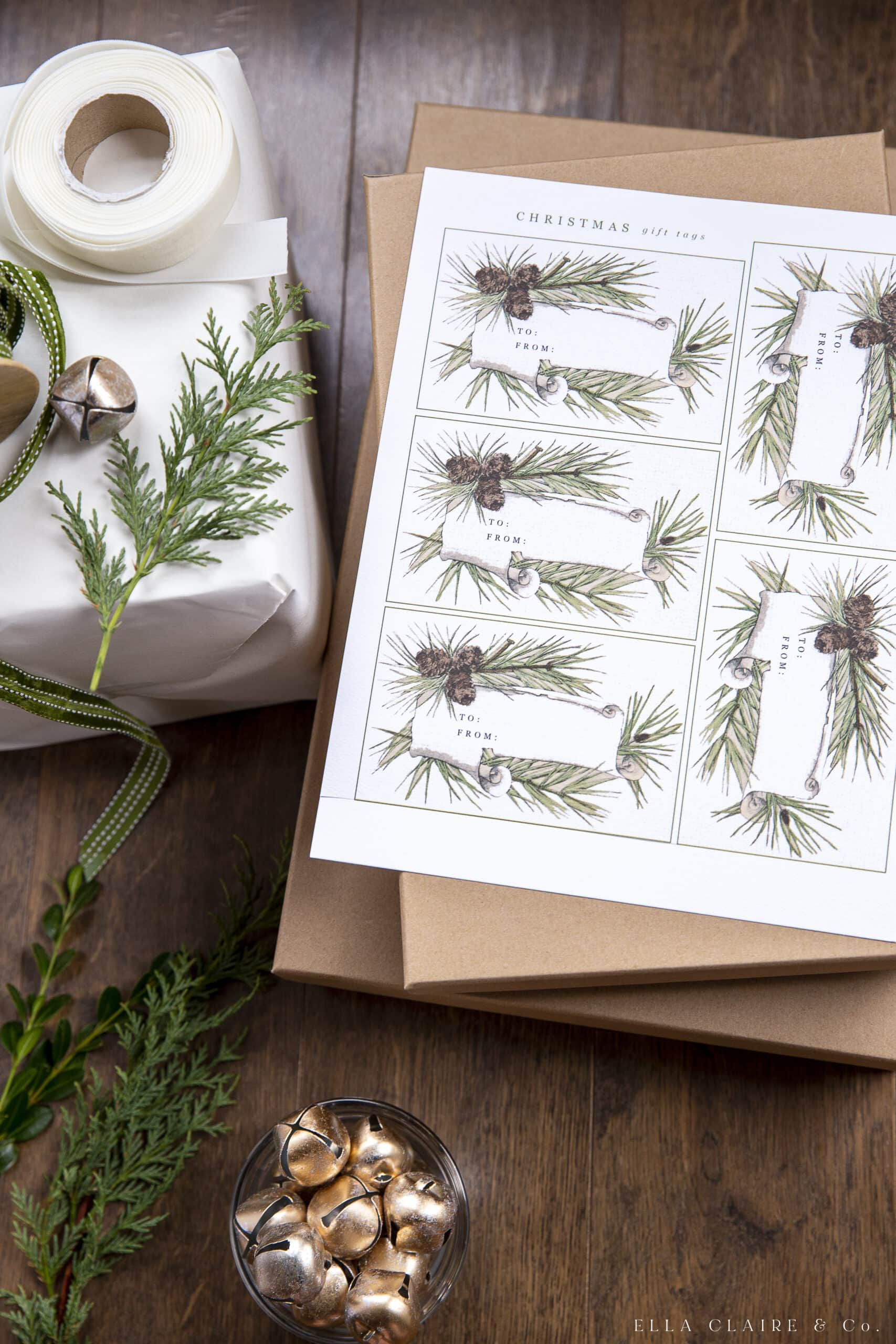 Free Printable Pinecone Gift Tags For Christmas - Ella Claire &amp;amp; Co. pertaining to Printable Christmas Forest Gift Tags