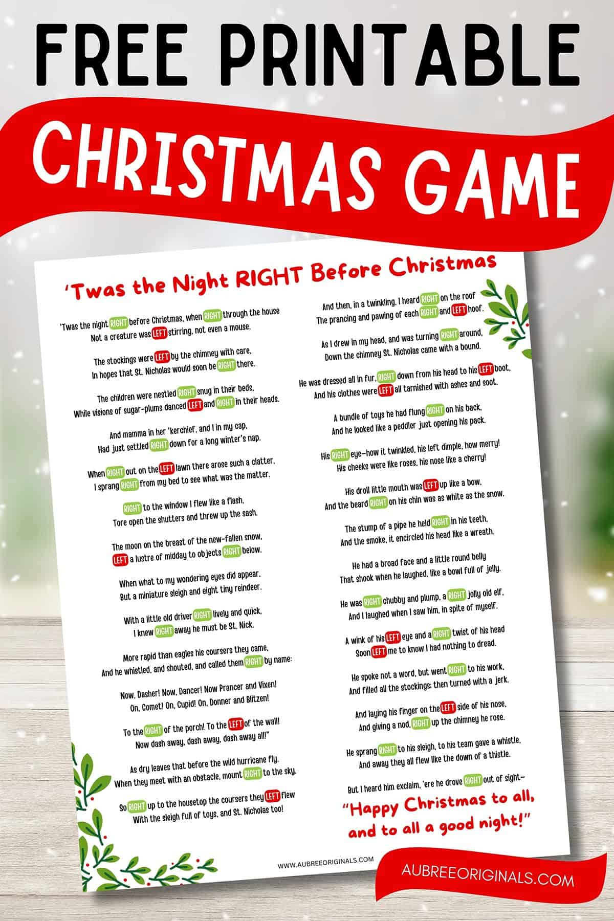 Free Printable Right Left Christmas Game Story - Aubree Originals throughout This Or That Christmas Game Printable