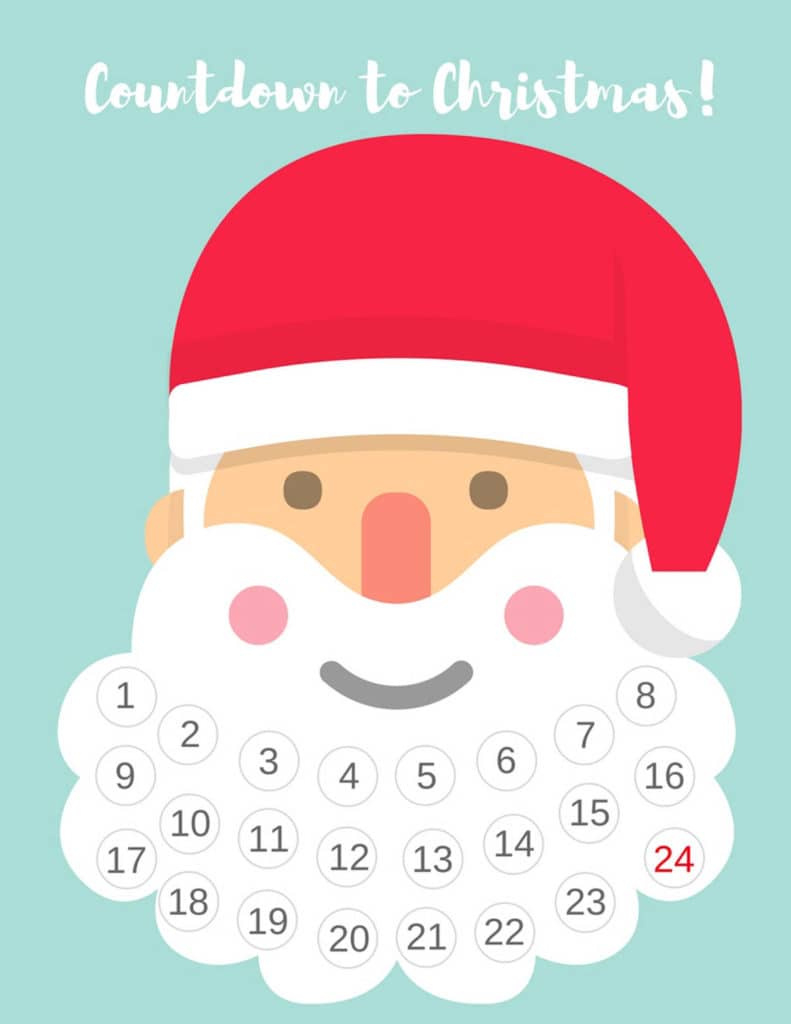 Free Printable Santa Beard Advent Calendar | Diy Countdown To for Christmas Countdown Calendar Printable