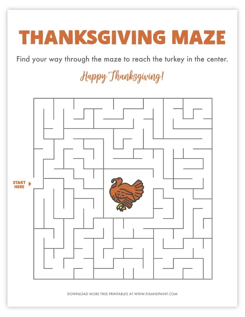 Free Printable Thanksgiving Maze - Thanksgiving Games And Activities pertaining to Thanksgiving Maze Printable