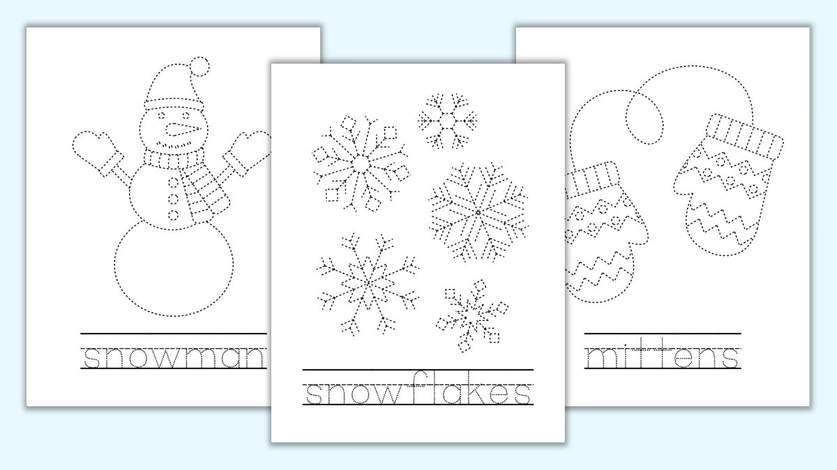 Free Printable Winter Tracing Worksheets For Preschoolers - The within Christmas Snowmen Tracing Worksheet Printable