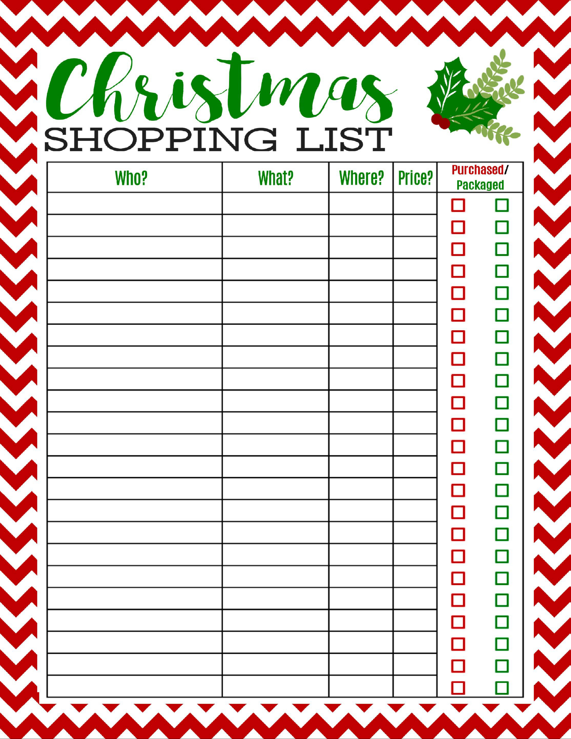 Freebie Printable Christmas Shopping List - Mom 4 Real throughout Printable Christmas Shopping List