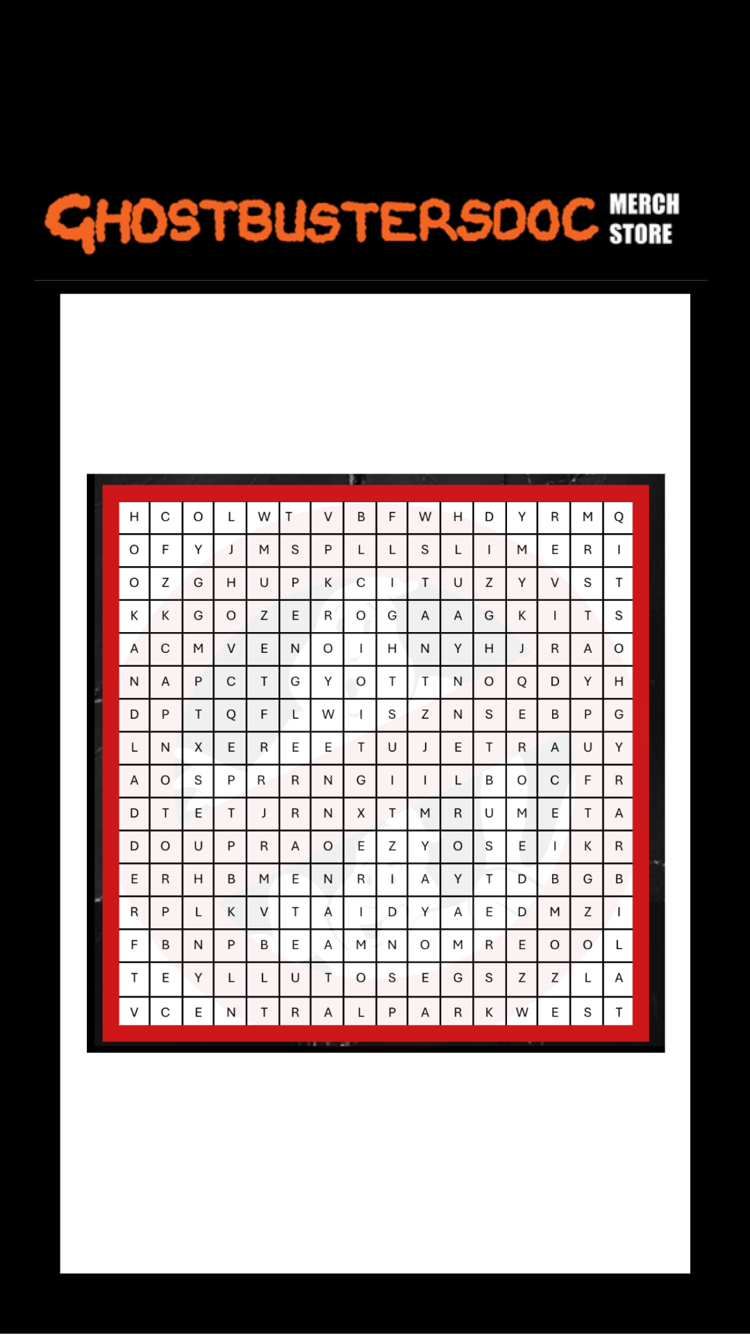 Ghostbusters Word Search – Bueno Productions with Printable Ghostbusters Word Search