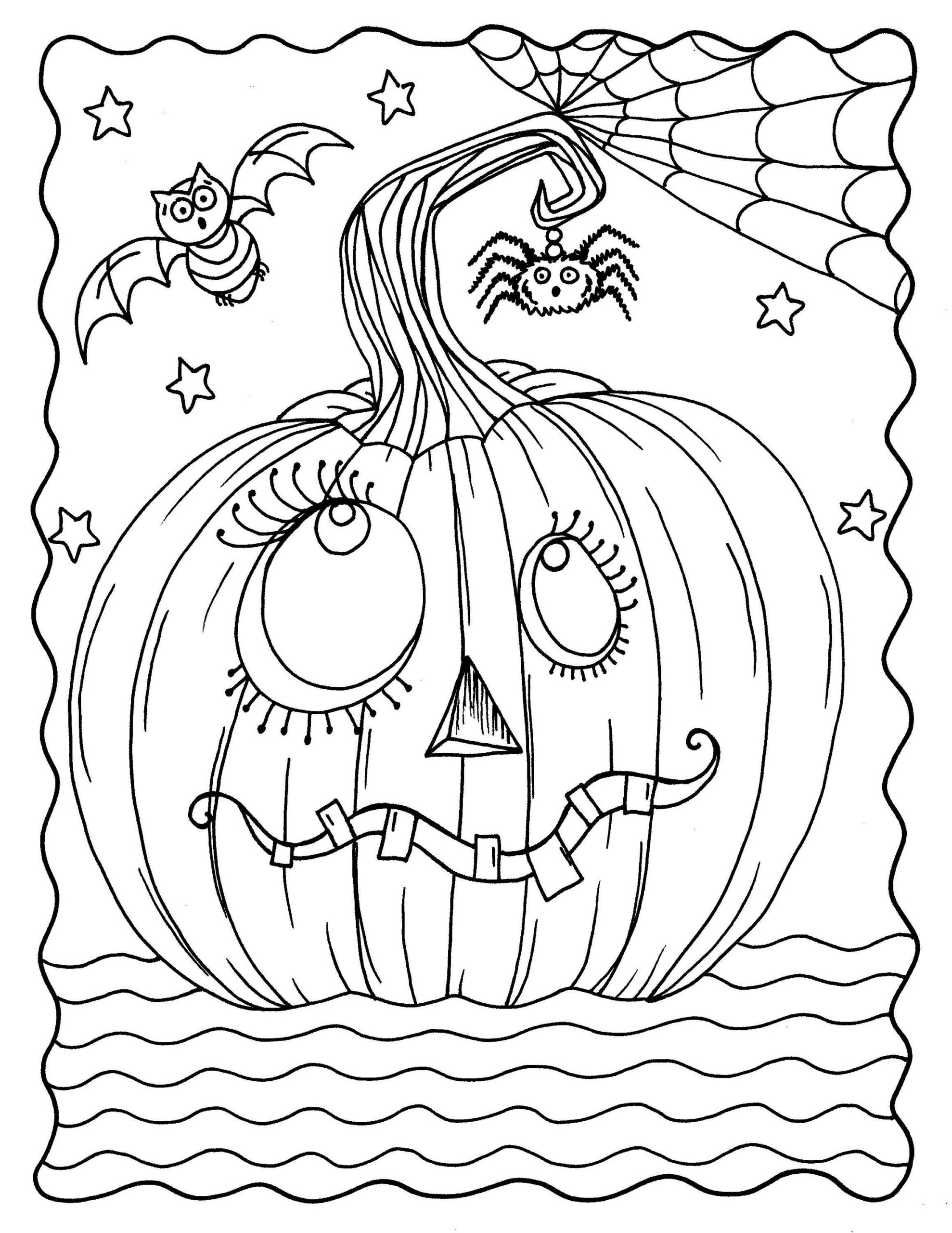 Goofy Pumpkin Coloring Page Digital Download, Instant Printable in Printable Halloween Pumpkin Coloring Page