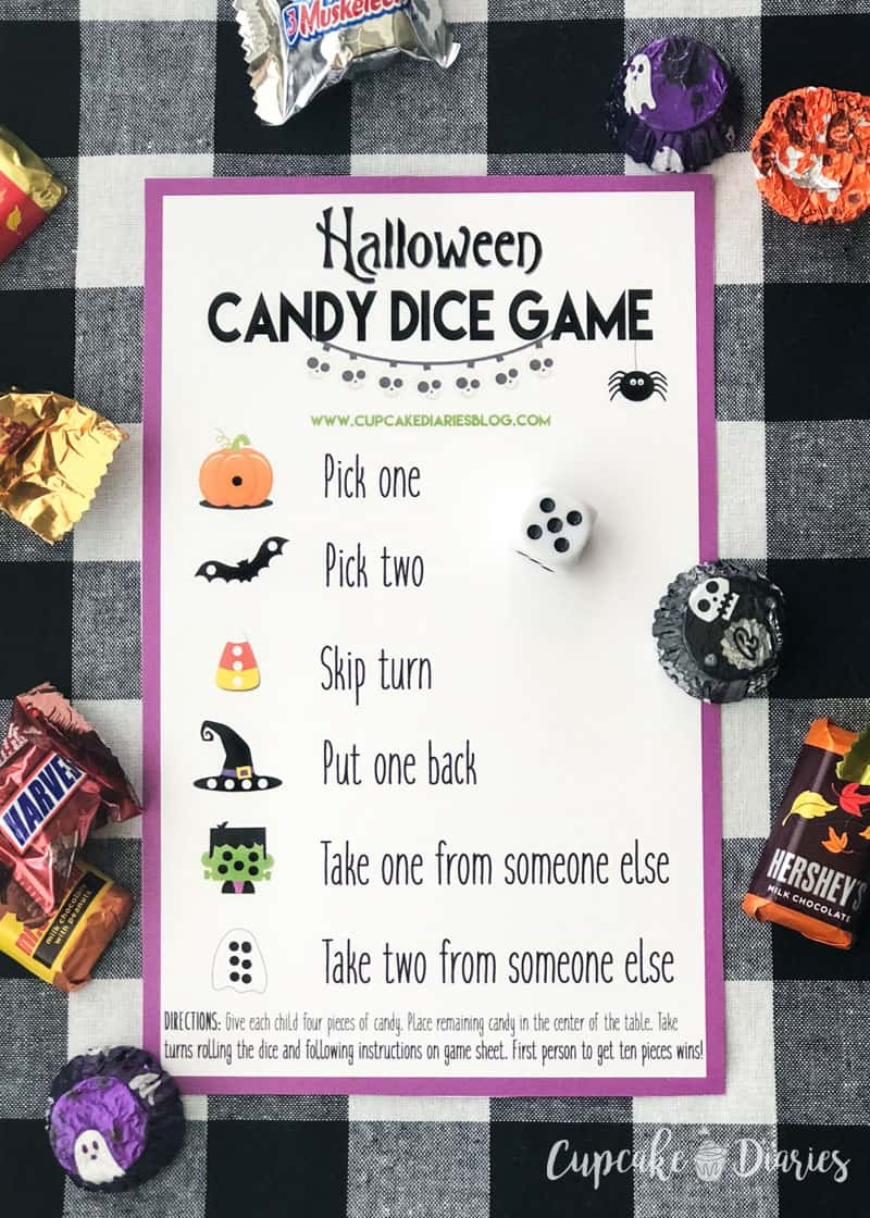Halloween Candy Dice Game - Cupcake Diaries throughout Printable Halloween Candy Dice Game